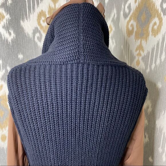 Ralph Lauren Black Cashmere Blend Lamb Shearling Flat Knit Open Front Cardigan - Picture 9 of 16